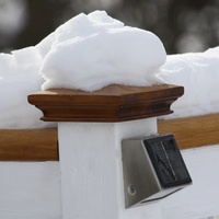 winter snowy wood pyramid fence post top protected from water damage