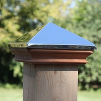 miterless wood post cap with steel pyramid